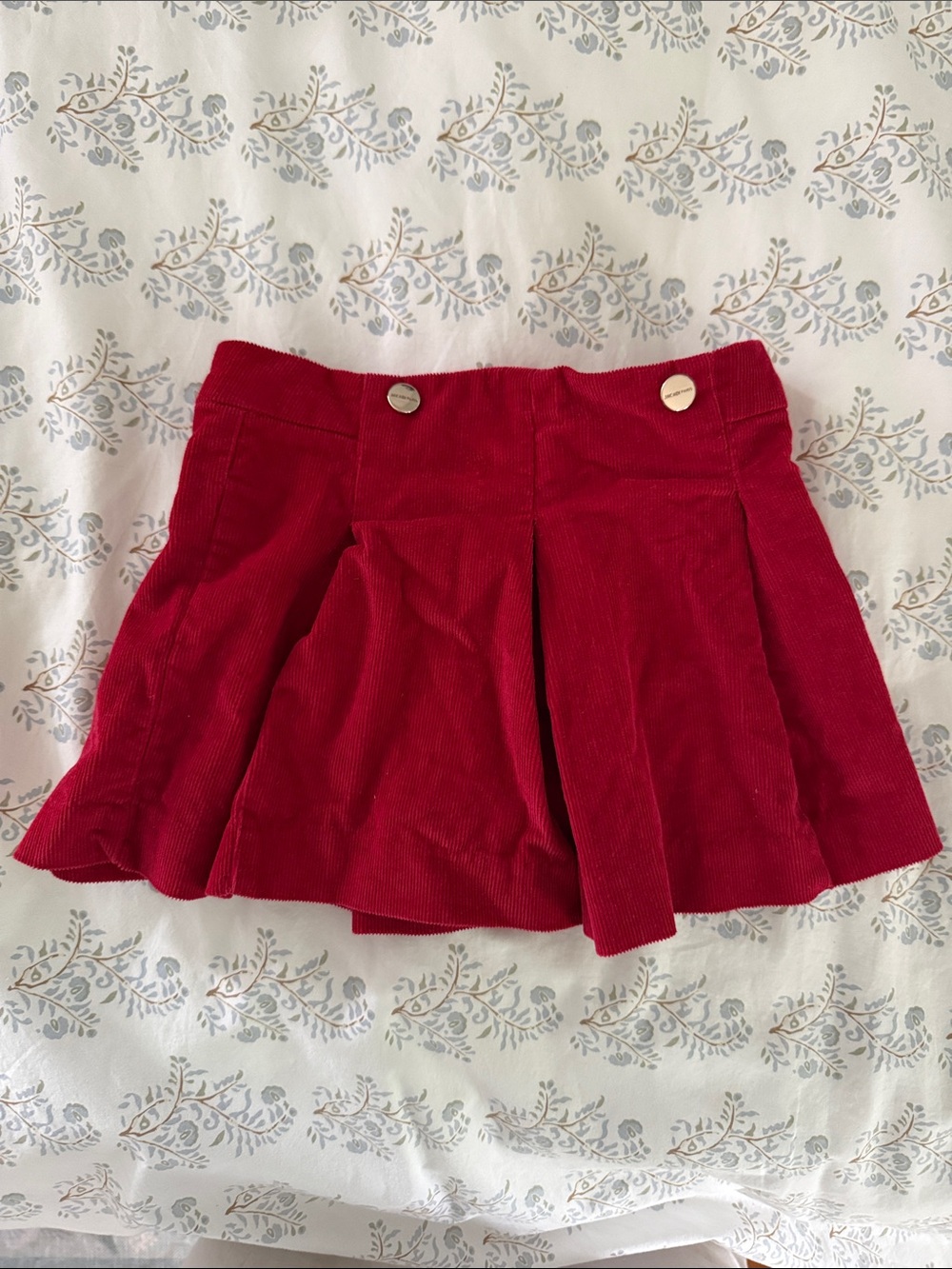 Jacadi Girls Red Corduroy Skort with Button Detail